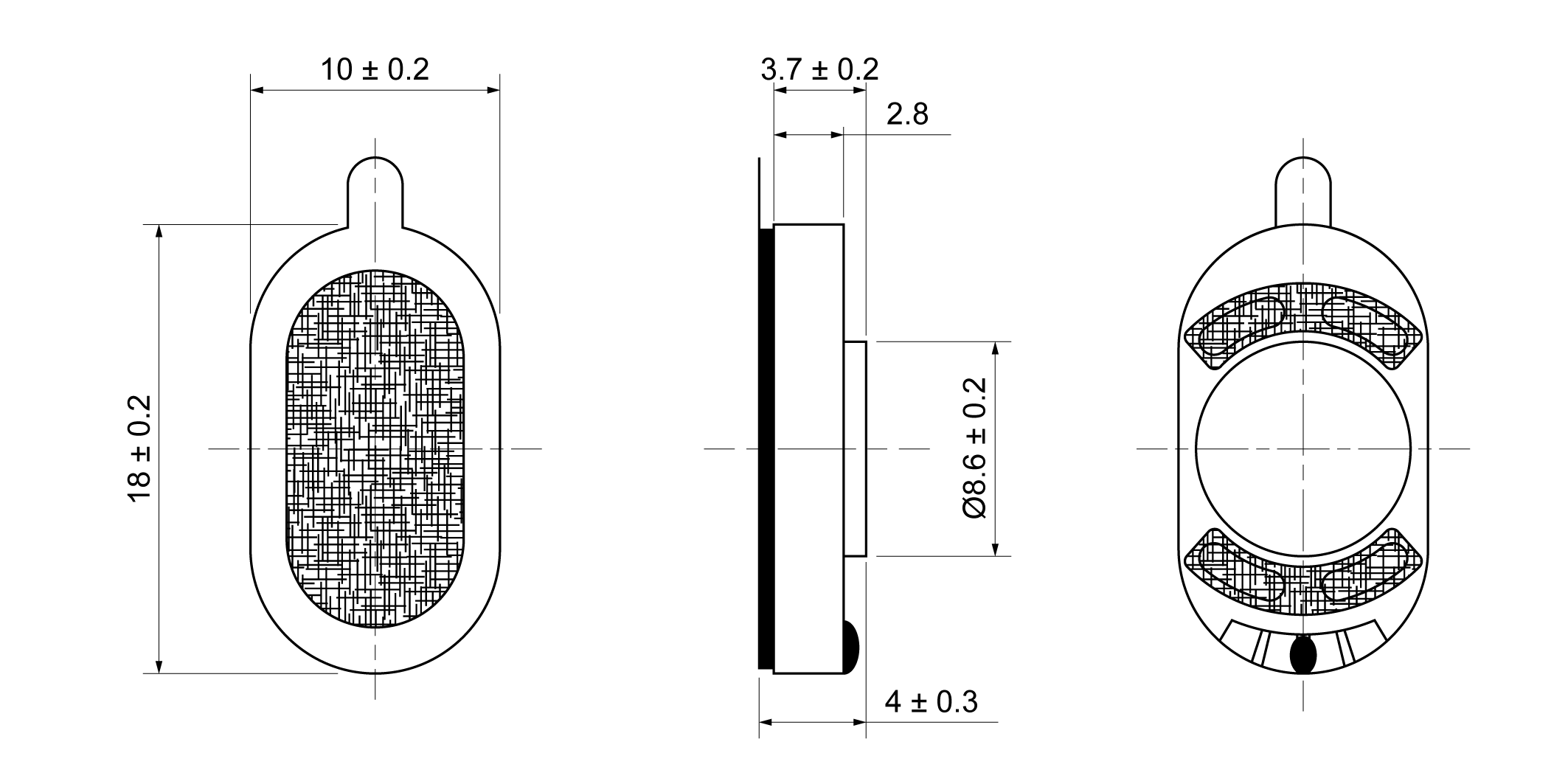 OSR1810V-4.0F0.5W8A Mechanical Drawing